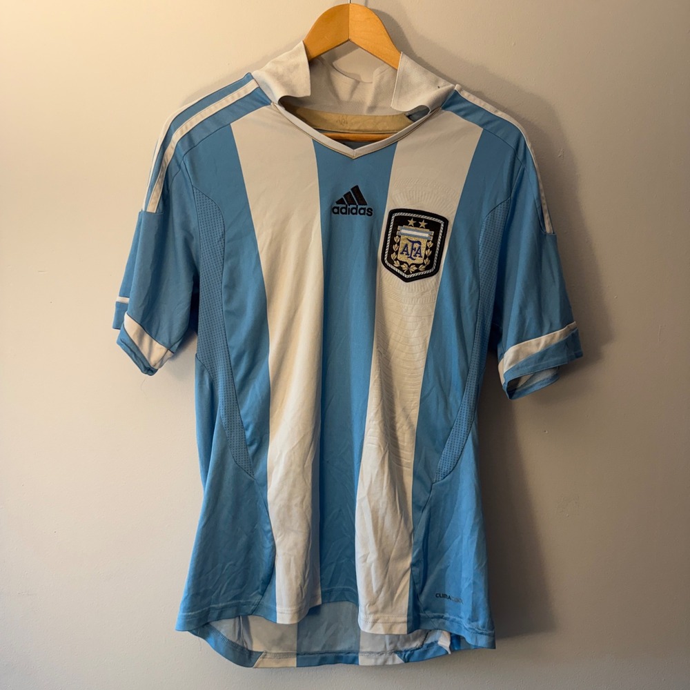 Adidas Argentina 2011/12 Home Jersey Soccer Shirt Blue White Mens M